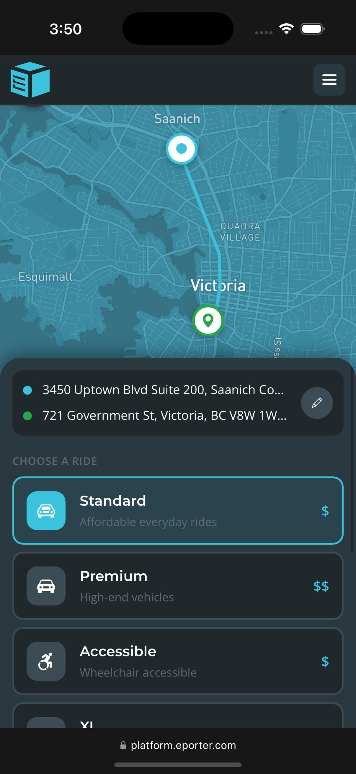 E-Porter rider app screenshot 2 of 4