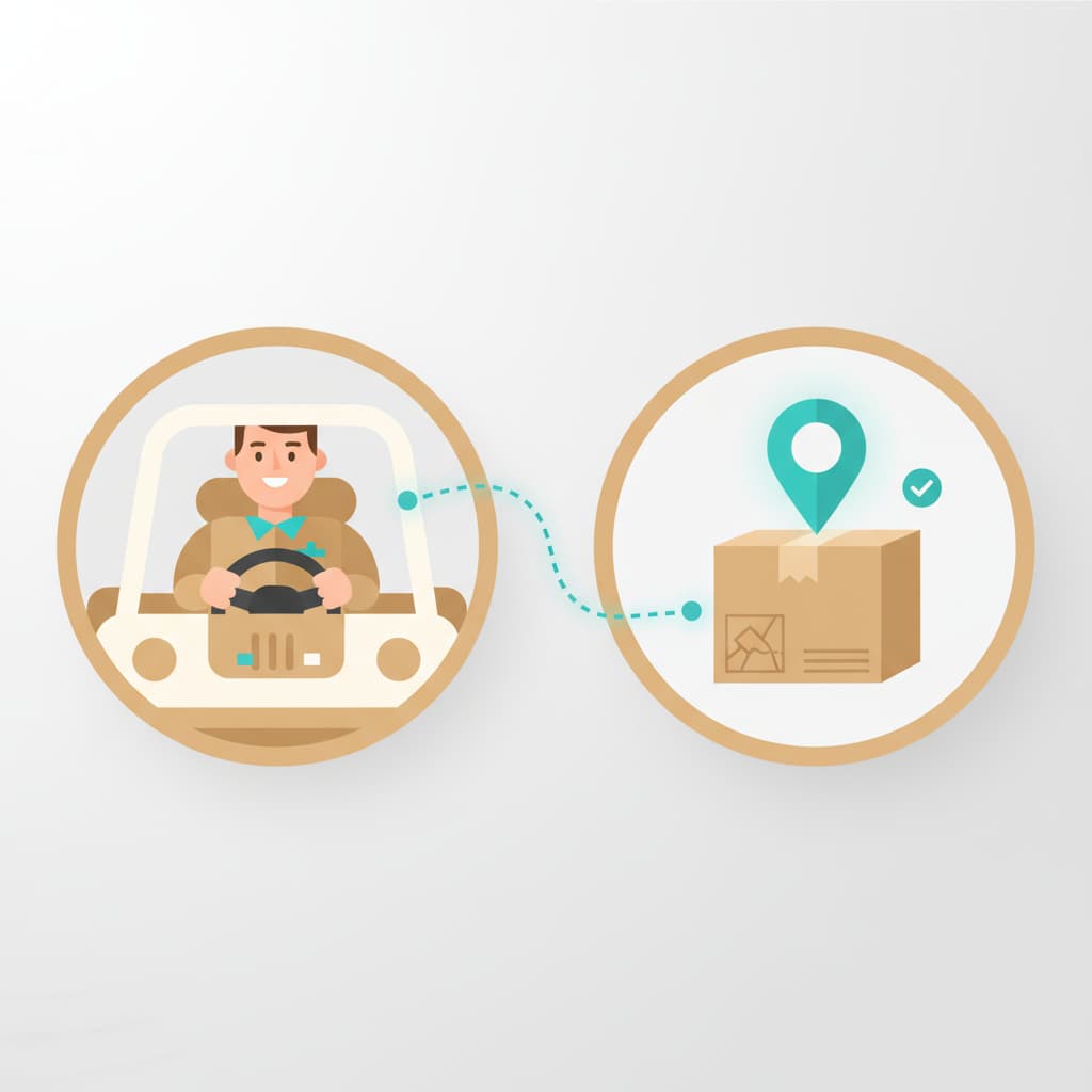 Driver matched with package showing route connection